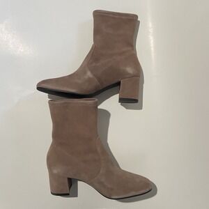 Stuart Weitzman Ankle Bootie Boot Siggy 60 Suede Heeled Taupe Brown Women's 5.5